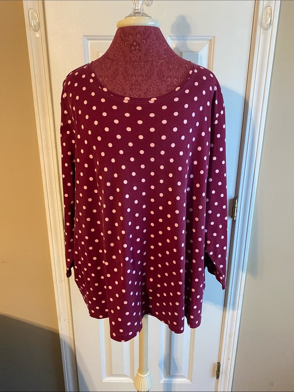 KIM ROGERS Perfectly Soft Polka Dot Purple Blouse Top Shirt NEW Size 3 X